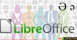 Profili colorati di uomini e donne. Sullo sfondo, una serie di foto di uomini e donne. In primo piano, il logo di LibreOffice e la scevà sia maiuscola sia minuscola. Come inserire la scevà (o schwa) in LibreOffice Writer