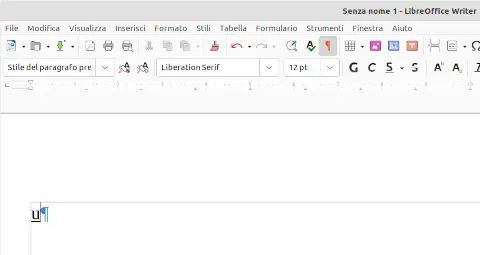 La comparsa di una lettera u sottolineata è il segno che si sta introducendo un codice Unicode