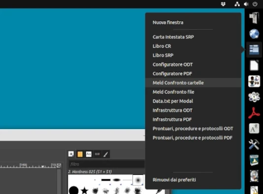 Personalizzare i lanciatori di Ubuntu rende la vita più facile Il sottomenu di un lanciatore personalizzato, con i comandi per aprire i modelli di Meld. Personalizzare i lanciatori di Ubuntu rende la vita più facile
