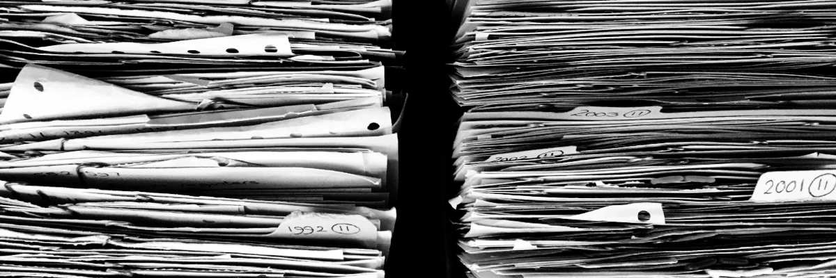 Due pile di documenti catalogati. Crea l'elenco dei file presenti in una cartella specificata, con le sottocartelle.
