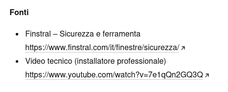 Le fonti hanno ora i link